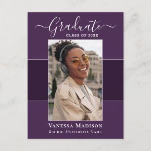 Modern   Elegant 1 Photo Graduation Announcement Postcard