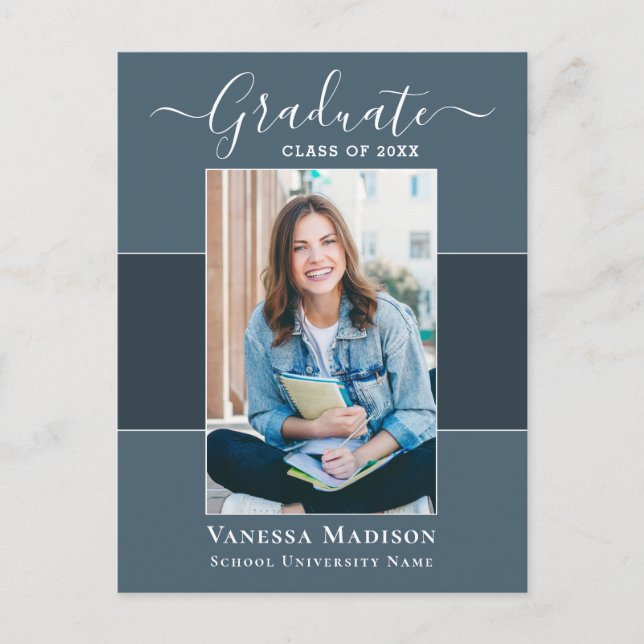 Modern | Elegant 1 Photo Graduation Announcement Postcard (Front)