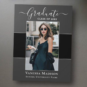 Modern Elegant 1 Photo Graduation Announcement Postcard
