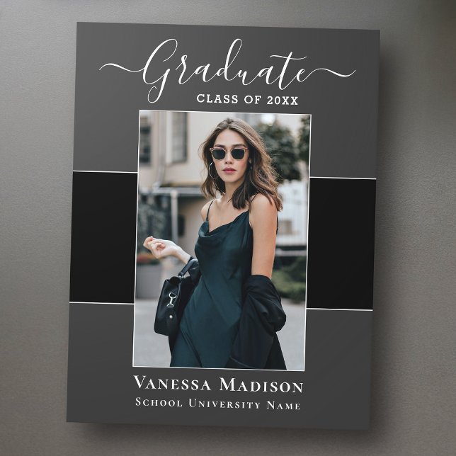 Modern | Elegant 1 Photo Graduation Announcement Postcard (Creator Uploaded)