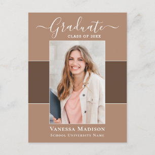 Modern   Elegant 1 Photo Graduation Announcement Postcard