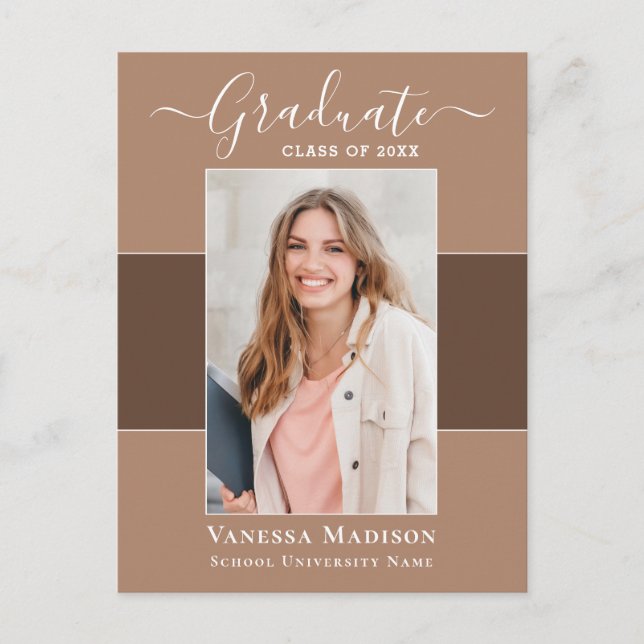 Modern | Elegant 1 Photo Graduation Announcement Postcard (Front)