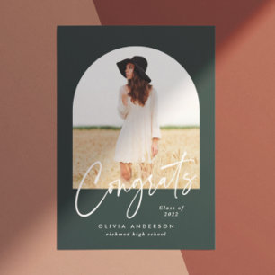 Modern elegant 1 photo typography green graduation