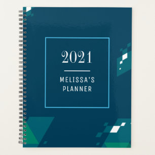 Modern Elegant 2021 Personalised Blue Planner