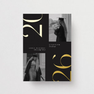Modern Elegant 2026 Black & Gold Photo Graduation