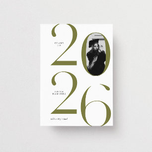 Modern Elegant 2026 White & Green Photo Graduation Invitation