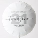 Modern Elegant 21st Birthday Balloon<br><div class="desc">Modern elegant 21st Birthday Balloon. Minimalist 21st birthday design featuring elegant calligraphy hand lettered script font.</div>