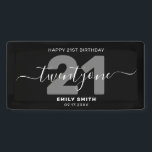 Modern Elegant 21st Birthday Banner<br><div class="desc">Modern elegant 21st Birthday Banner. Minimalist 21st birthday invitation template design featuring elegant calligraphy hand lettered script font.</div>