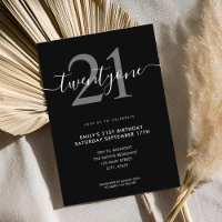 Modern Elegant 21st Birthday Invitation