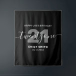 Modern Elegant 21st Birthday Tapestry<br><div class="desc">Modern elegant 21st Birthday Tapestry. Minimalist 21st birthday invitation template design featuring elegant calligraphy hand lettered script font.</div>
