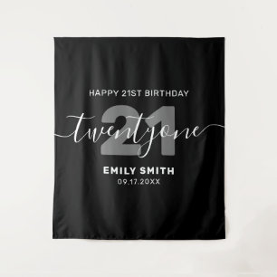 Modern Elegant 21st Birthday Tapestry