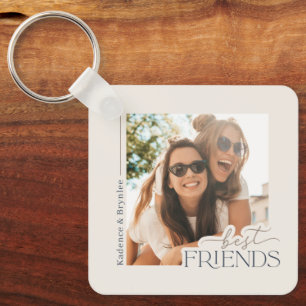 Modern Elegant 2 Photo Best Friends Key Ring