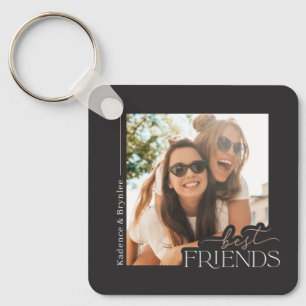Modern Elegant 2 Photo Best Friends Key Ring
