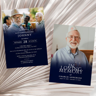 Modern Elegant 2-Photo Funeral/Memorial Service In Invitation