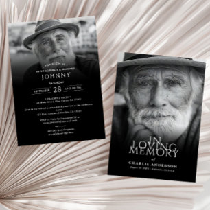 Modern Elegant 2-Photo Funeral/Memorial Service Invitation