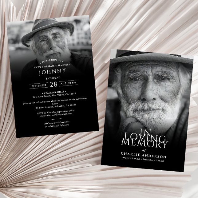 Modern Elegant 2-Photo Funeral/Memorial Service Invitation (Creator Uploaded)