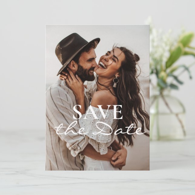 Modern Elegant 2 Photo Wedding Save the Dates  Save The Date (Standing Front)