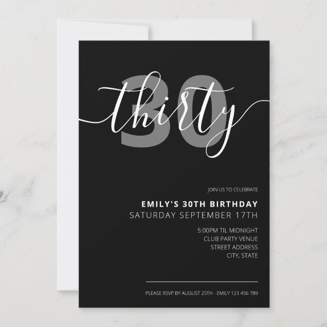 Modern Elegant 30th Birthday Invitation (Front)