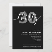 Modern Elegant 30th Birthday Invitation