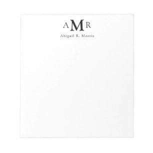 Modern Elegant 3 Monogram Initial Business Office Notepad
