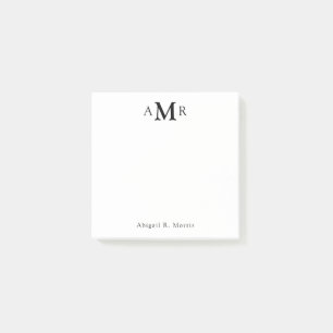 Modern Elegant 3 Monogram Initial Business Office Post-it Notes