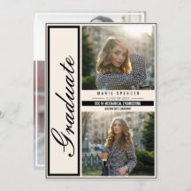 Modern Elegant 3 Photo Collage Beige Graduation