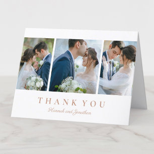 Modern Elegant 3 Photo Folded Wedding Thank You C Card