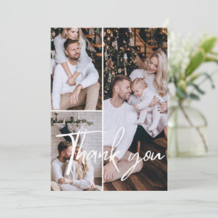 Modern Elegant 3 Photo Thank You  Card