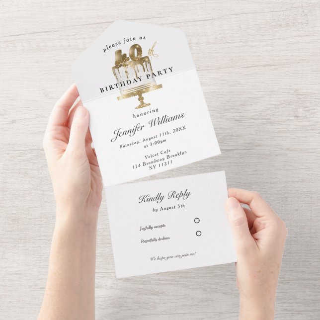 Modern, elegant 40. all in one invitation (Tearaway)