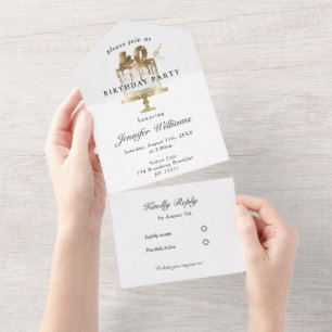 Modern, elegant 40. all in one invitation
