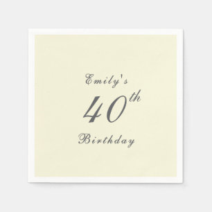 Modern Elegant 40th Birthday Party Paper Napkin