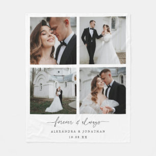 Modern Elegant 4 Couple Photo Collage Anniversary Fleece Blanket