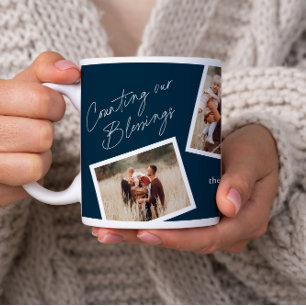 Modern Elegant 4 Photo Collage Family Gift Coffee Mug