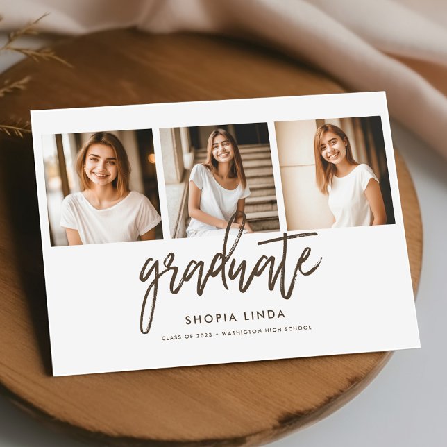 Modern Elegant 4 Photo Collage Graduation Party Invitation (Creator Uploaded)