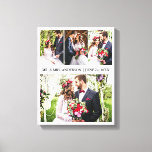 Modern Elegant 4 Photo Collage Wedding Canvas Print