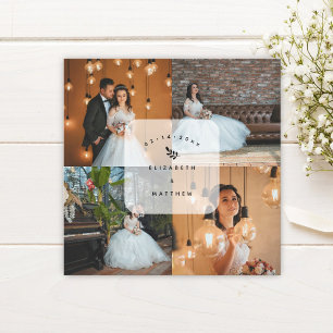 Modern Elegant 4 Photo Collage Wedding Thank You Magnetic Invitation