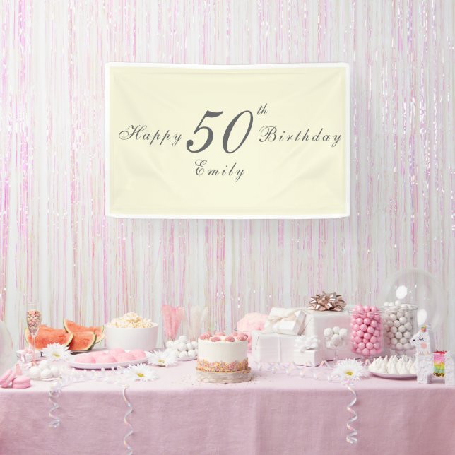  Modern Elegant 50th Birthday Party Banner (Party)