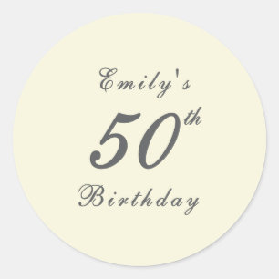 Modern Elegant 50th Birthday Party Classic Round Sticker