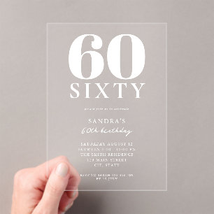Modern Elegant 60th Birthday Acrylic Invitations
