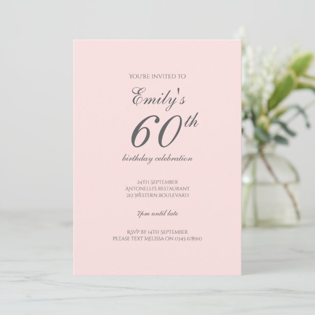 Modern Elegant 60th Birthday Party Invitation (Standing Front)