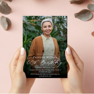 Modern Elegant 60th Birthday Party Photo Invitation