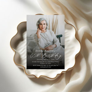 Modern Elegant 65th Birthday Party Photo Invitation