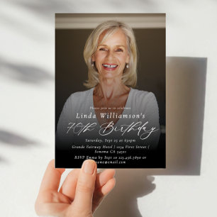 Modern Elegant 70th Birthday Party Photo Welcome Invitation
