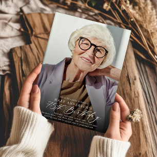 Modern Elegant 75th Birthday Party Photo  Invitation