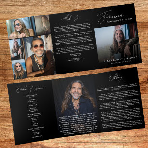 Modern Elegant 7 Photo Trifold Funeral Program