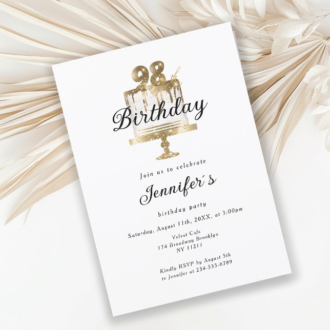 Modern, elegant 98. Birthday invitation (Creator Uploaded)