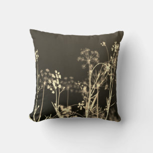 Modern Elegant Abstract Beige Brown Floral Cushion
