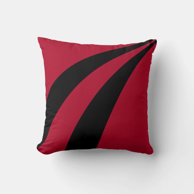 Modern elegant abstract burgundy red & black waves cushion (Front)