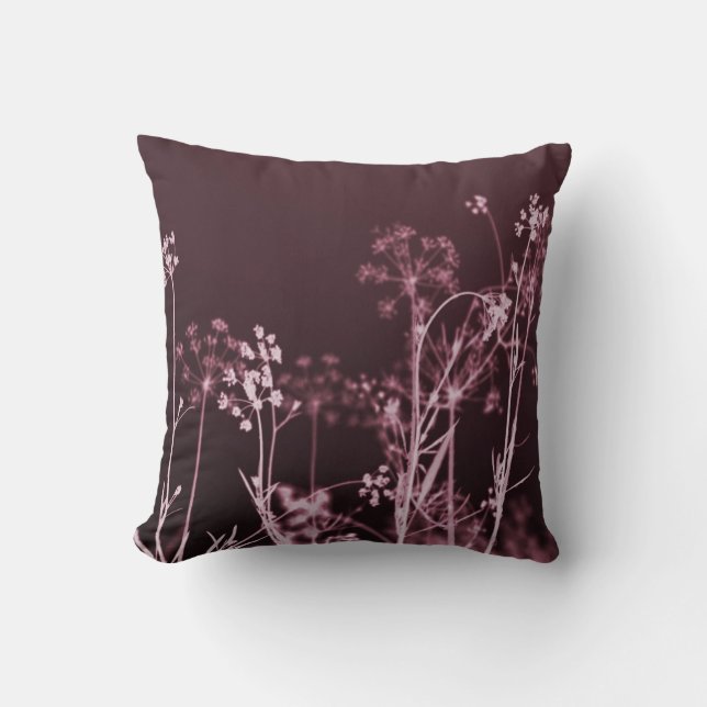 Modern Elegant Abstract Burgundy Red Floral  Cushion (Front)