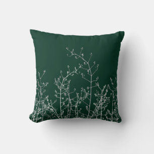 Modern Elegant Abstract Flowers Dark Emerald Green Cushion